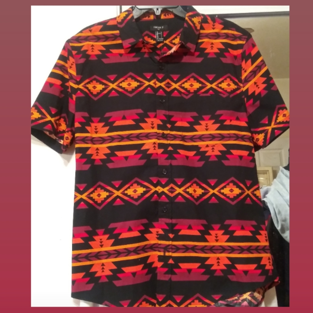 Mens Forever 21 Ethnic Native American Print Shirt